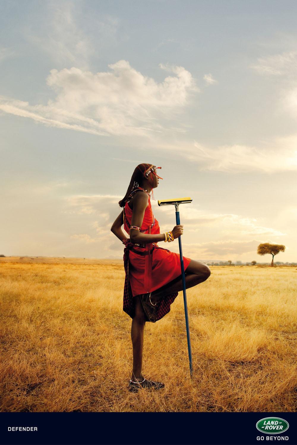 Land Rover advertisment - a Masai woman standing